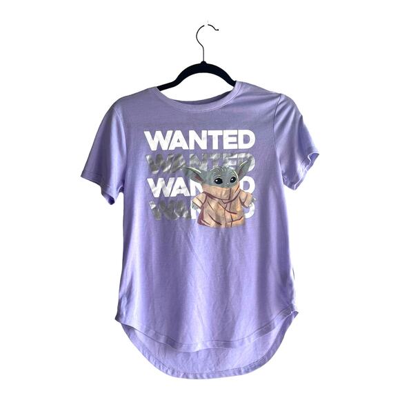 Star Wars Juniors TEE SHIRT Top Girls 7/9 Lavender Metallic Silver Yoda Wanted - Picture 7 of 9